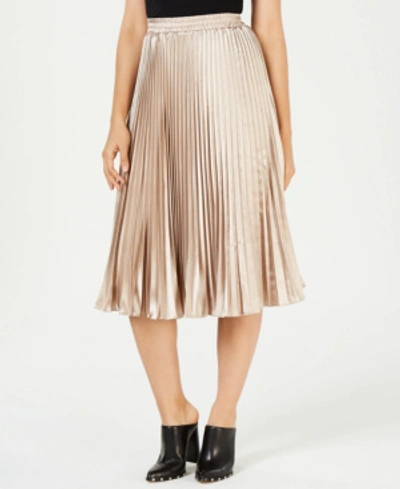 Shop Lucy Paris Noelle Pleated Midi Skirt In Taupe