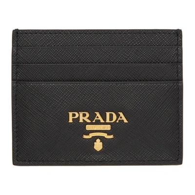 Shop Prada Black Saffiano Logo Card Holder In F0002 Black