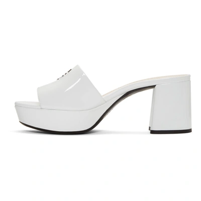 Shop Prada White Patent Block Sandals