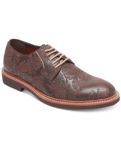 Shop Tallia Men's Frederico Textured Oxfords Men's Shoes In Dark Brown