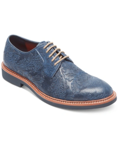 Shop Tallia Men's Frederico Textured Oxfords Men's Shoes In Blue