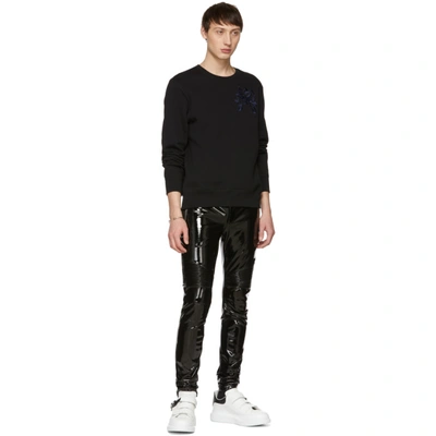 Shop Alexander Mcqueen Black Embroidered Logo Sweatshirt In 1000 Black