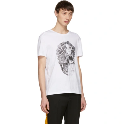 Shop Alexander Mcqueen White Patchwork Skull T-shirt In 0900 Wt/mix