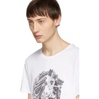 Shop Alexander Mcqueen White Patchwork Skull T-shirt In 0900 Wt/mix