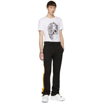 Shop Alexander Mcqueen White Patchwork Skull T-shirt In 0900 Wt/mix