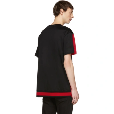 Shop Alexander Mcqueen Black And Red Panelled T-shirt In 0911 Bk/red