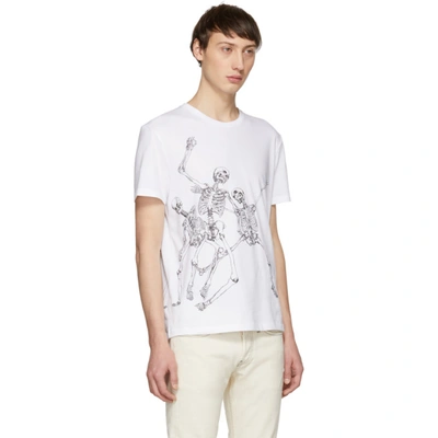 Shop Alexander Mcqueen White Dancing Skeletons T-shirt In 0900 Wt/mx