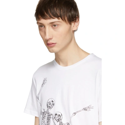 Shop Alexander Mcqueen White Dancing Skeletons T-shirt In 0900 Wt/mx