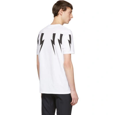 Shop Neil Barrett White Lightning Bolt T-shirt In 526whtblk