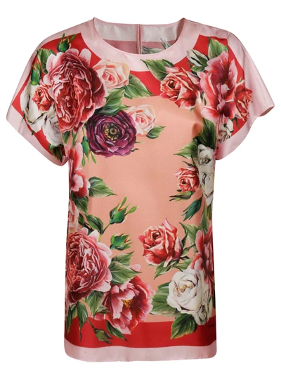 Shop Dolce & Gabbana Floral Short-sleeve Blouse In Rosa