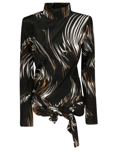 Shop Givenchy Abstract Printed Blouse In Black/brown