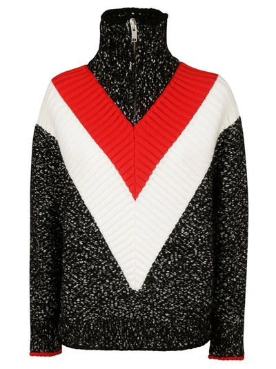 Shop Givenchy High Collar Zip-up Jumper In Red/black/white