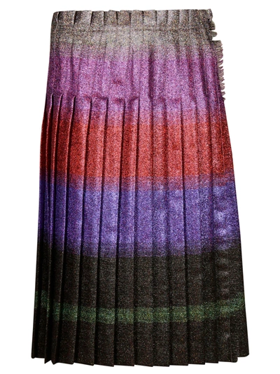 Shop Marco De Vincenzo Striped Pleated Skirt In Multicolor Hot