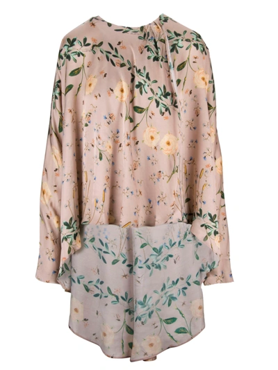 Shop Ailanto Flower Print Oversized Blouse In Nude