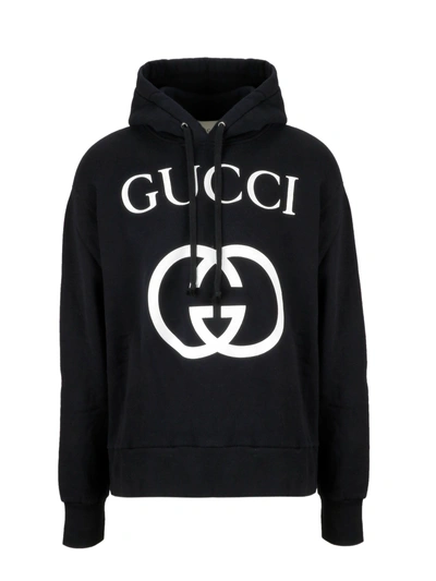 Shop Gucci Logo Print Hoodie In 1289