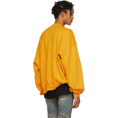 Shop Amiri Yellow Oversized Team Logo Sweatshirt