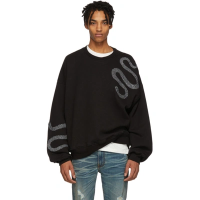 Shop Amiri Black Glitter Snake Sweatshirt In Blk Black