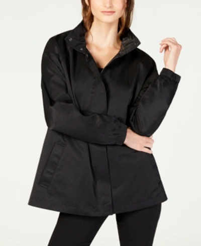 Shop Eileen Fisher Organic Cotton Detachable Hooded Jacket In Black