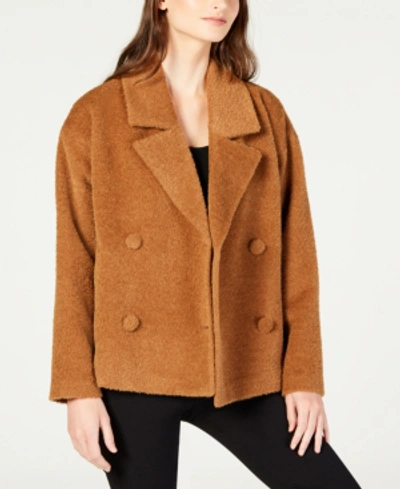 Shop Eileen Fisher Wool Notched-collar Short Jacket, Regular & Petite In Dark Clay