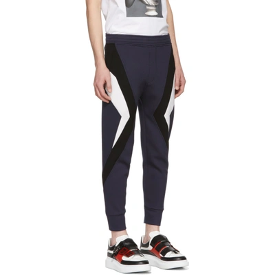 Shop Neil Barrett Navy And Black Stripe Lounge Pants In 1461.navy