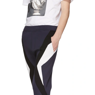 Shop Neil Barrett Navy And Black Stripe Lounge Pants In 1461.navy