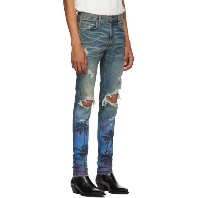 amiri palm tree jeans black