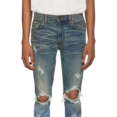 Amiri Thrasher Palm Tree-print Slim-fit Skinny Jeans In Inc Indigo |  ModeSens