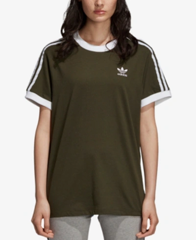 Adidas Originals Adidas Cotton Originals Adicolor 3-stripe T-shirt In Night  Cargo Green | ModeSens