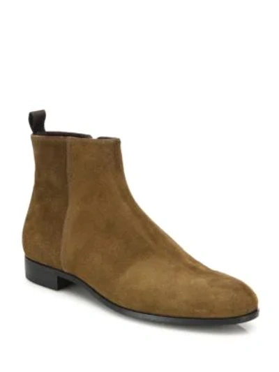 Shop Ermenegildo Zegna Suede Boots In Brown