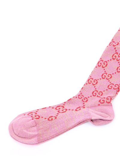 Shop Gucci Gg Supreme Glitter Socks In Pink