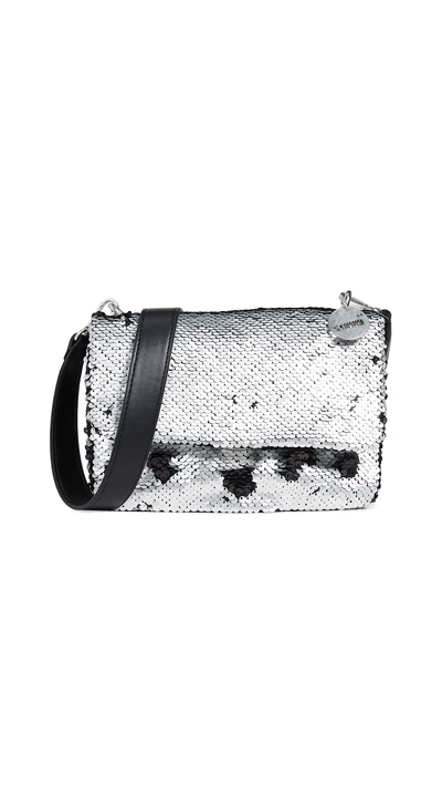 Shop Studio 33 Lolz Mini Shoulder Flap Bag In Black/silver