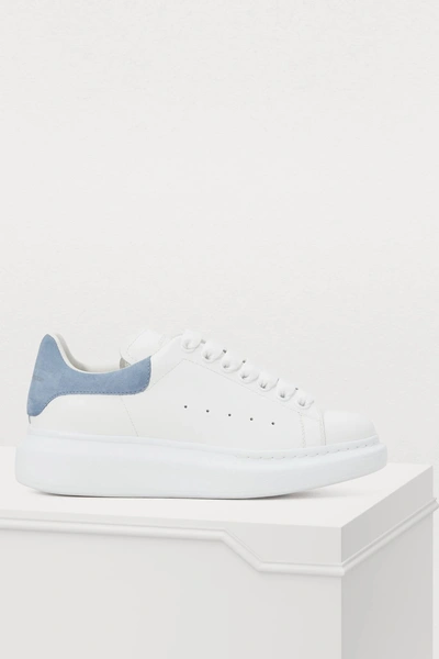 Shop Alexander Mcqueen Suede Detail Leather Sneakers In 9048 - White/dream Blue