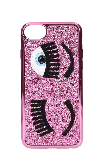 Shop Chiara Ferragni Cover Iphone S6-7-8 Flirting Glitter In Rose-pink