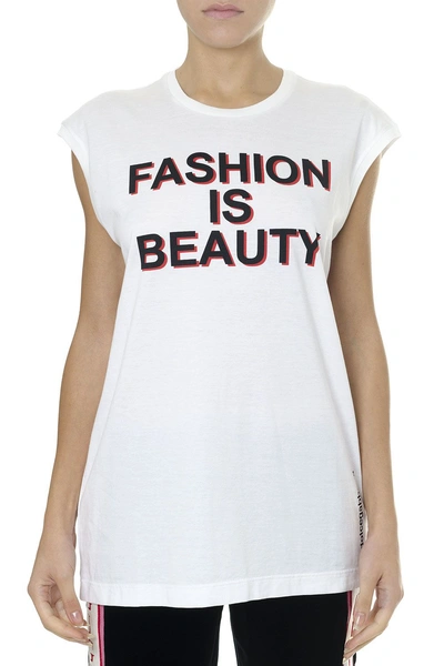 Shop Dolce & Gabbana Fashion Is Beauty White Cotton T-shirt