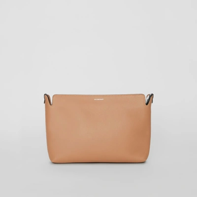 Shop Burberry Medium Two-tone Leather Clutch In Light Camel/chalk White