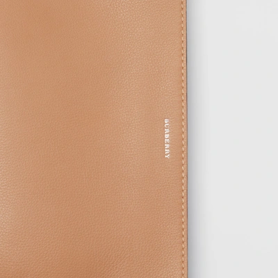 Shop Burberry Medium Two-tone Leather Clutch In Light Camel/chalk White
