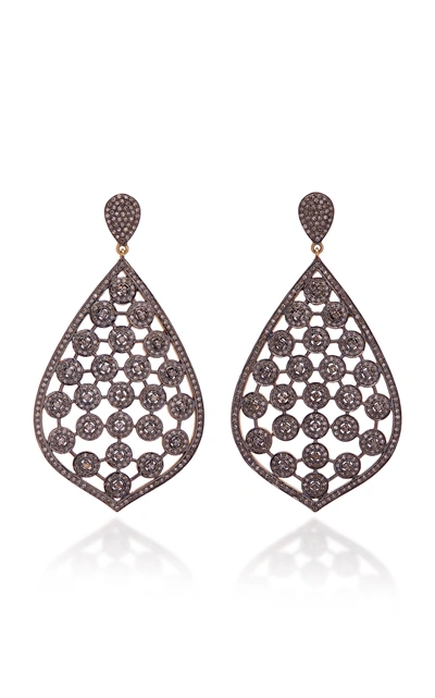 Shop Sanjay Kasliwal 14k Gold Silver And Pavé Diamond Earrings In Grey