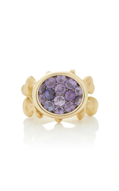 Shop Vram Chrona 18k Gold Sterling Silver And Sapphire Ring In Purple