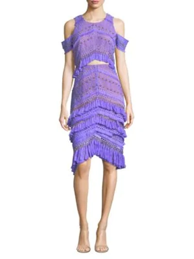 Shop Thurley Candy Cold-shoulder Dress In Purple