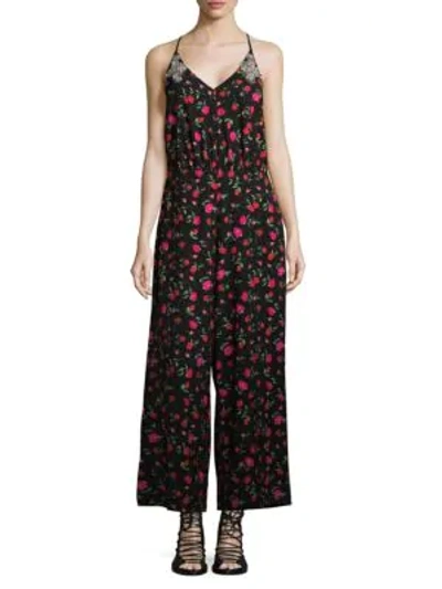 Shop Dodo Bar Or Violetta Floral-print Jumpsuit In Black Cherry