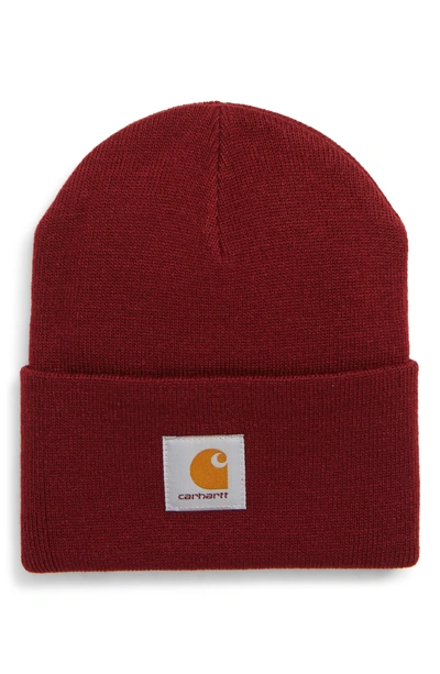 Shop Carhartt Watch Hat - Red In Mulberry