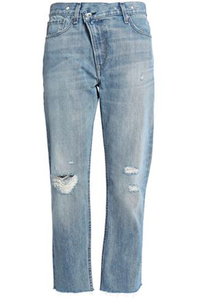 Shop Rag & Bone Wicked Cropped Distressed Boyfriend Jeans In Light Denim