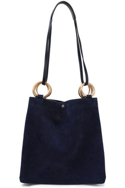 Shop Tory Burch Woman Suede Shoulder Bag Navy