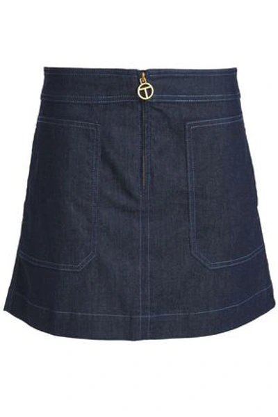 Shop Tory Burch Woman Denim Mini Skirt Navy