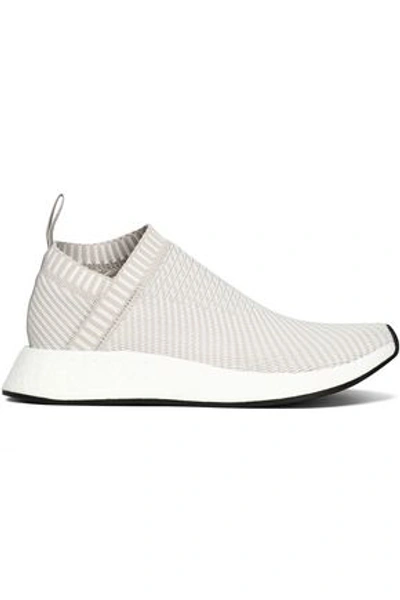 Shop Adidas Originals Woman Stretch-knit Slip-on Sneakers Neutral