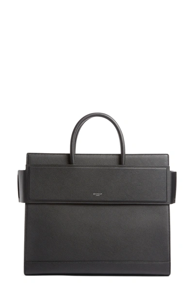 Shop Givenchy Medium Horizon Grained Calfskin Leather Tote - Black