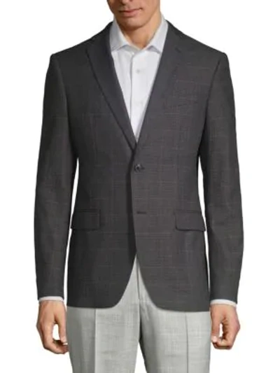 Shop John Varvatos Slim Fit Plaid Cotton Sportcoat In Grey Black
