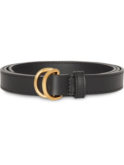 Shop Burberry Slim Leather Double D-ring Belt - Black