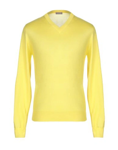 Shop Cruciani Man Sweater Yellow Size 44 Cashmere, Silk