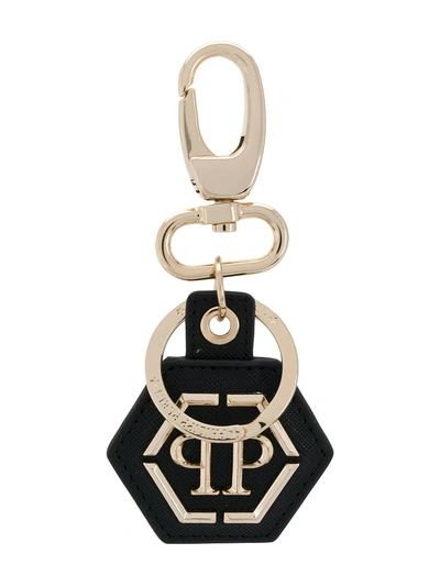 Shop Philipp Plein Logo Plaque Keychain In Black
